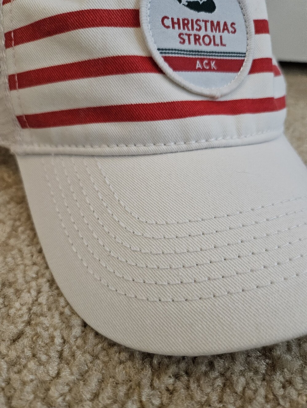 Christmas Stroll ACK Nantucket Red & White Stripe Trucker Hat - Picture 2 of 7
